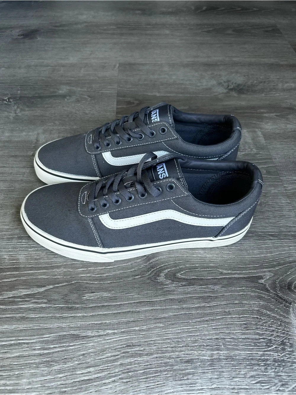 Vans Charcoal Low-Top Skate Sneakers with White Stripe